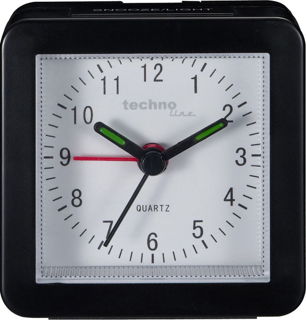 Technoline Modell SC, Quarzwecker, Quadratisch, Schwarz, Analog, 69 mm, 69 mm