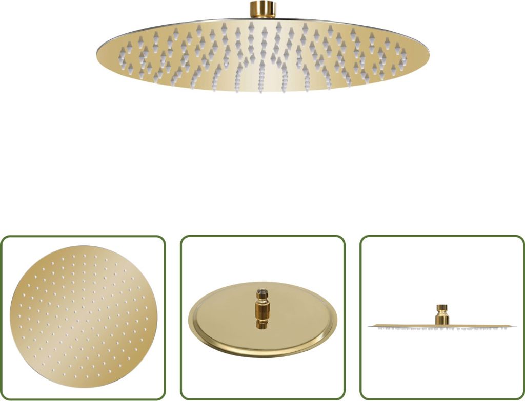 The Living Store Regenbrause Edelstahl 30 cm Rund Golden
