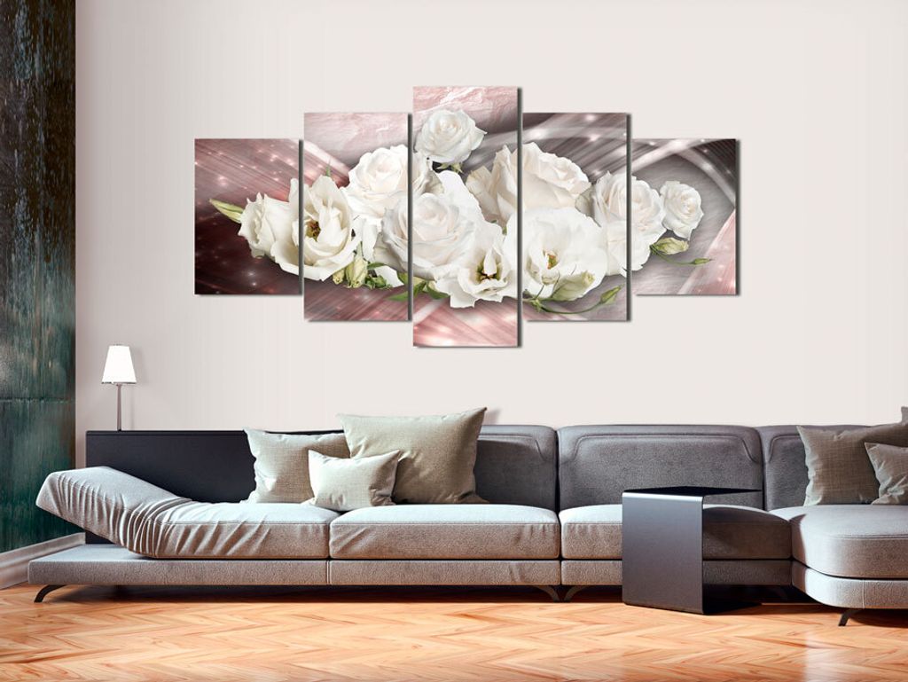 Akustikbild Abstrakt Blumen 200x100 cm Bilder Akustikschaum Hochleistungsschallabsorber Schallschutz Leinwand 5 tlg Wandbild Raumakustik Schalldäm...