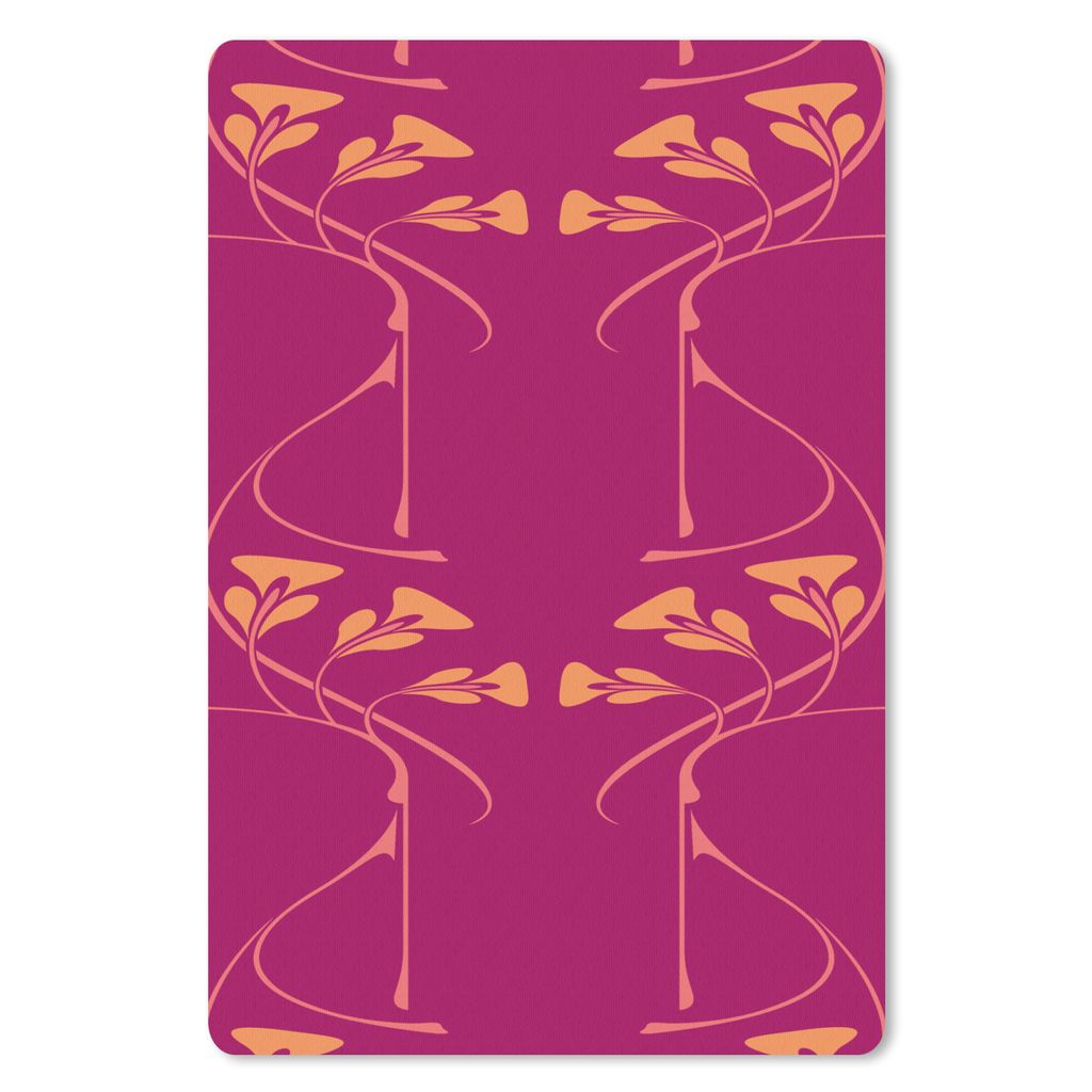 MuchoWow Mauspad Mousepad Rosa - Orange - Jugendstil - Muster 40x60 cm - Mousepads - Maus Mat - Pad - Mausunterlage - Schreibtisch Accesoire