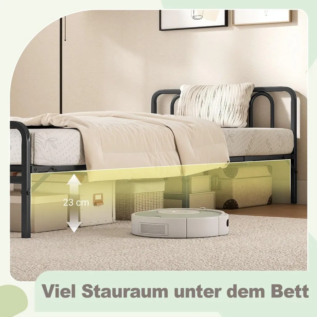 Lit d'appoint pliant 90x200 cm avec matelas mousse et structure en métal - 5