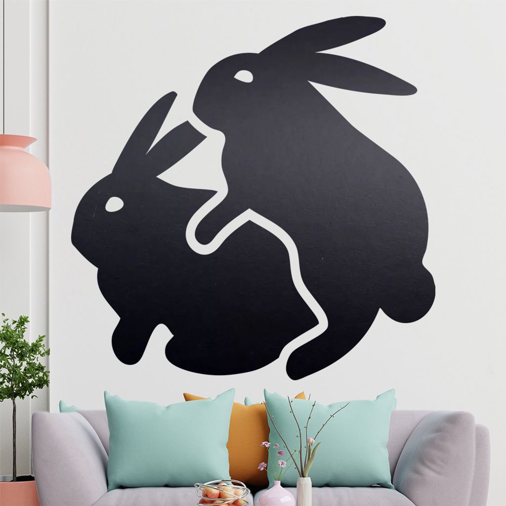 KIWISTAR Zwei Hasen - Liebe Sex Rammeln Ostern Wandtattoo in 6 Größen - Wandaufkleber Wall Sticker - Dekoration, Küche, Wohnzimmer, Schlafzimmer...