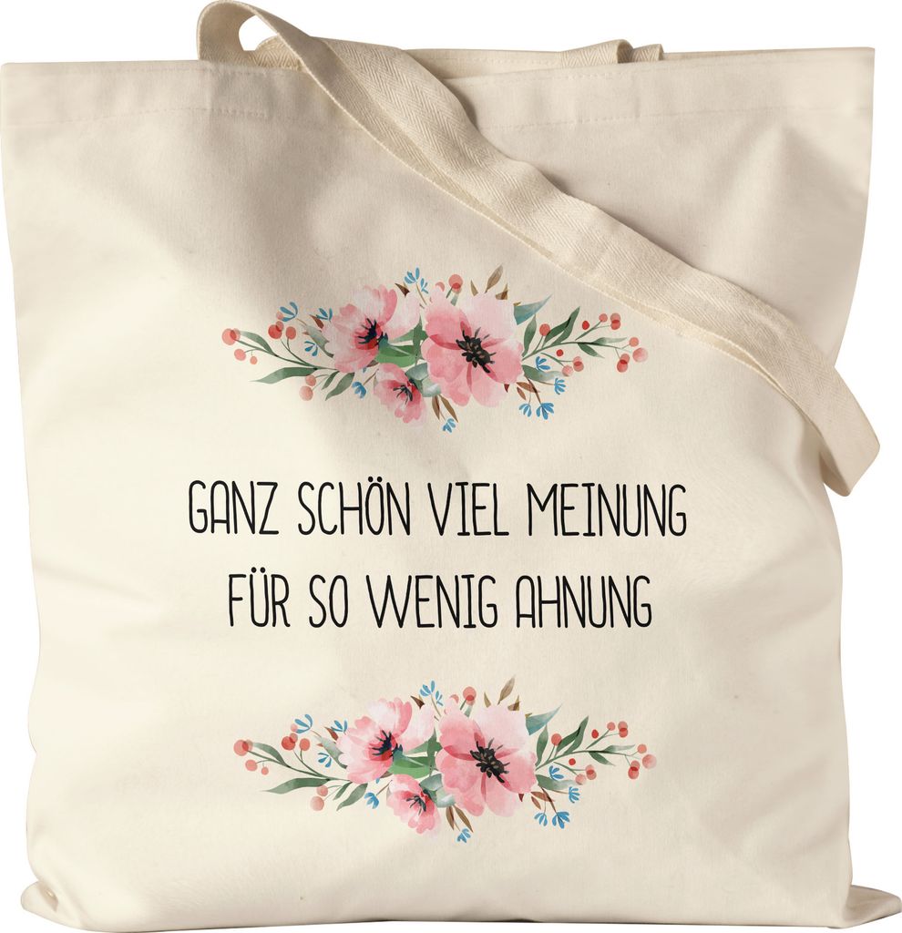Beutel mit Spruch Kaffee ist systemrelevant lustig sarkastisch humorvoll Jutebeutel Stoffbeutel Canvas mit Blumen Motiv Geschenk