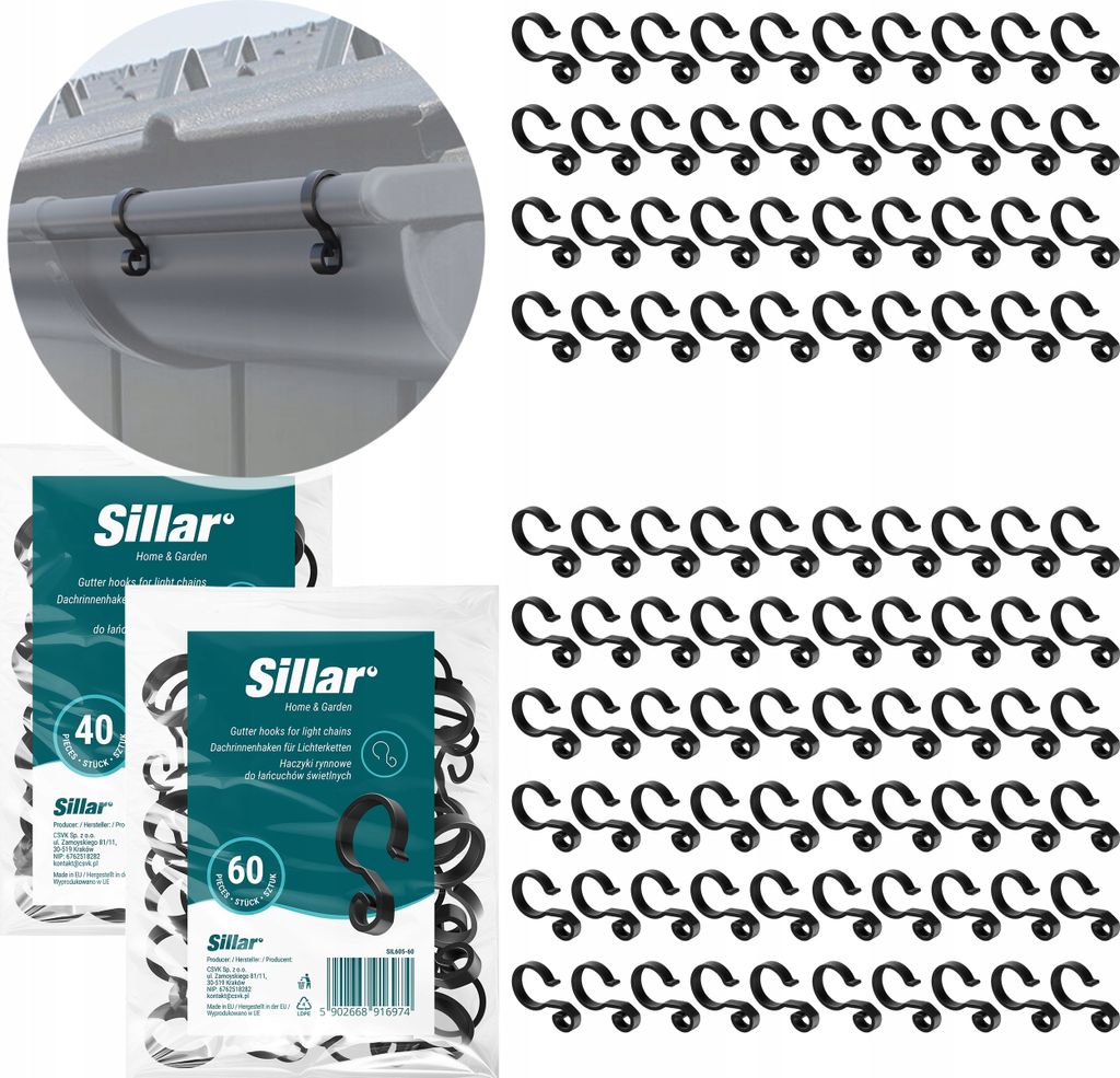 Sillar - 100x výkonné háčiky na odkvapy pre vianočné svetlá Obrázok produktu 5