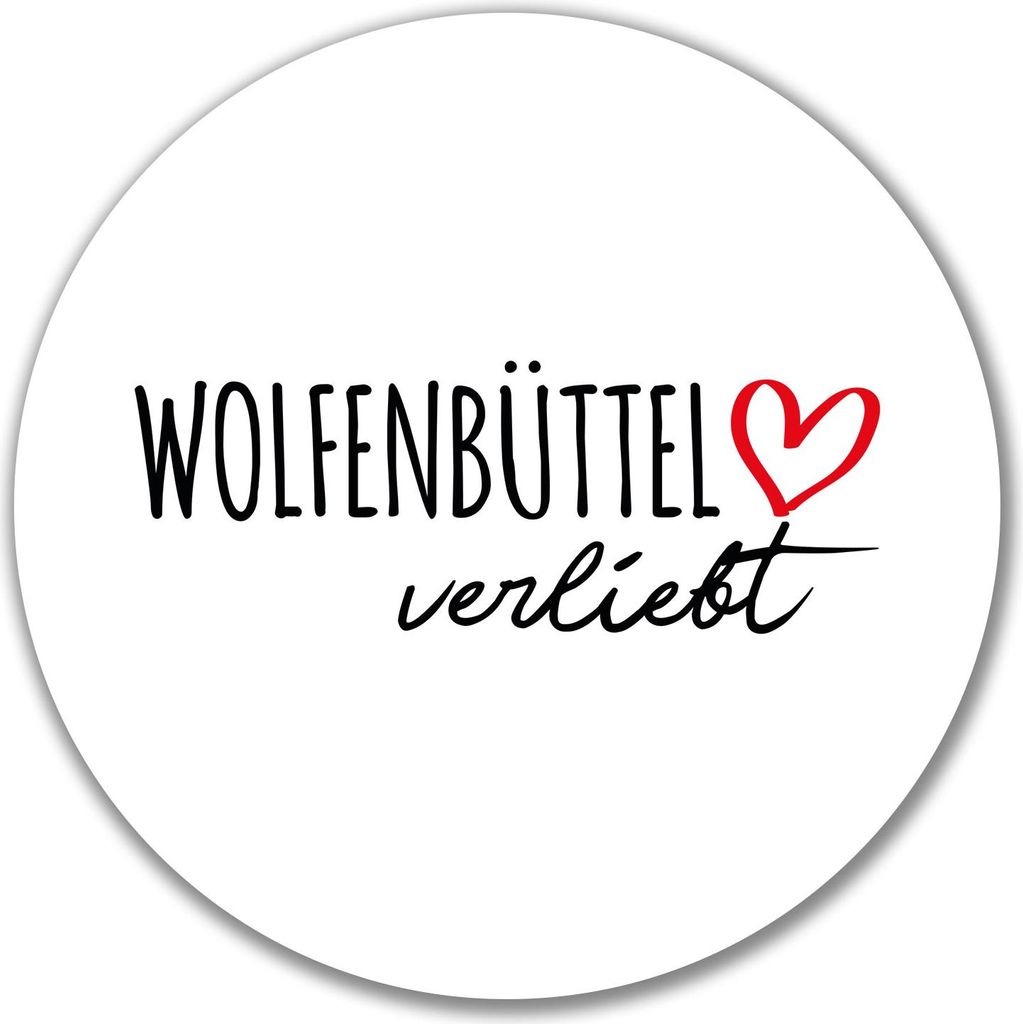 Huuraa Aufkleber Wolfenbüttel verliebt 10cm rund Sticker Geschenkidee