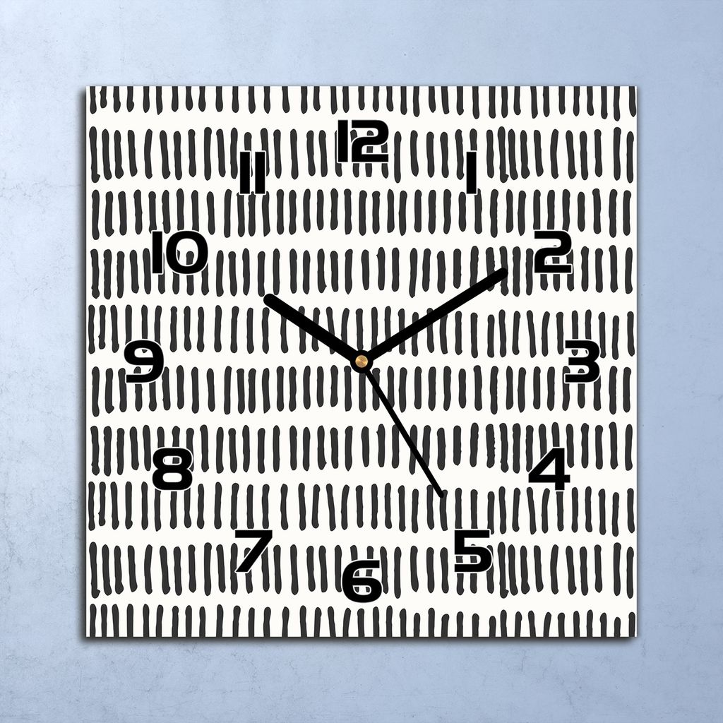 Wanduhr Echt-Glas-Küchenuhr Linien grau und weiß Quarz 30x30 Deko Bilder
