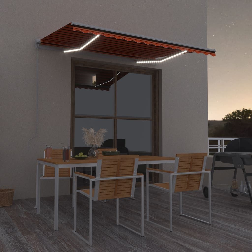 Design Markise Manuell Einziehbar mit LED 300x250 cm Orange und Braun, Markisen 2024 Neu