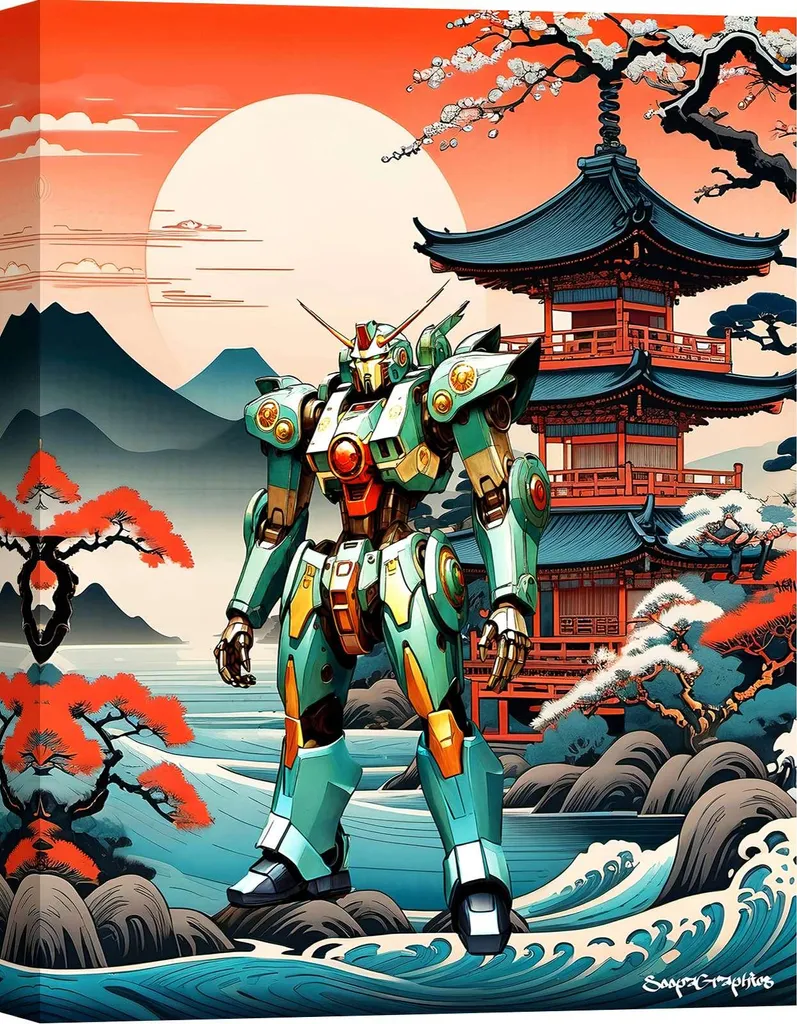 Déco salon tableau Pop Art Mecha II 120x90cm pour intérieur moderne chic