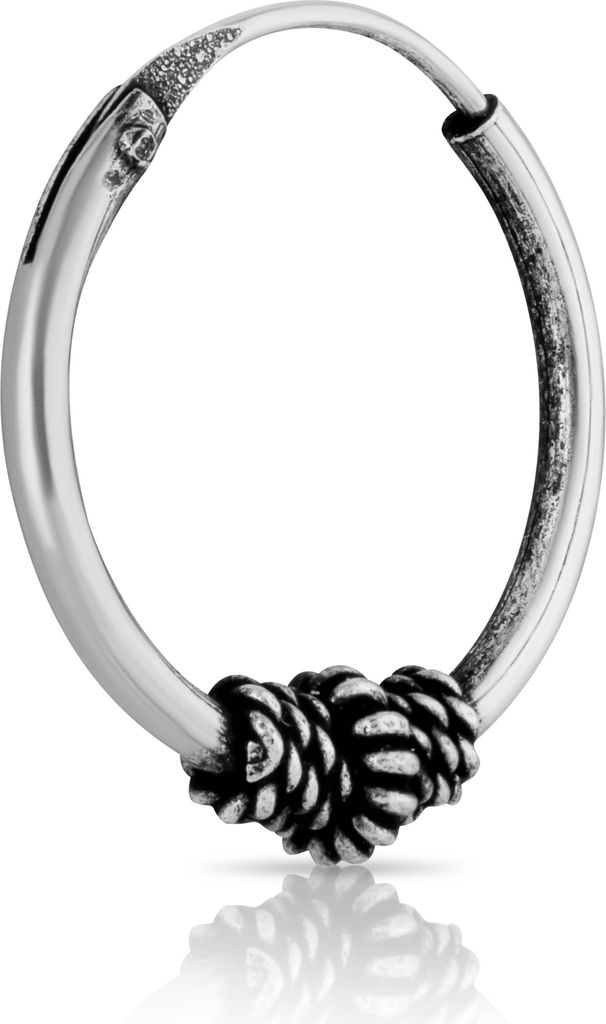 Creole einzel Ohrring 15mm Bali verziert Keltisch 925 Sterlingsilber Gothic 4954