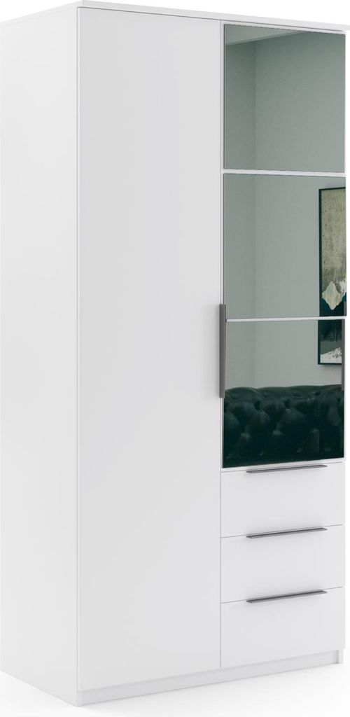 FurMeb24 Schrank FLORENCJA 100X215 cm Kleiderschrank mit Spiegel - Wei