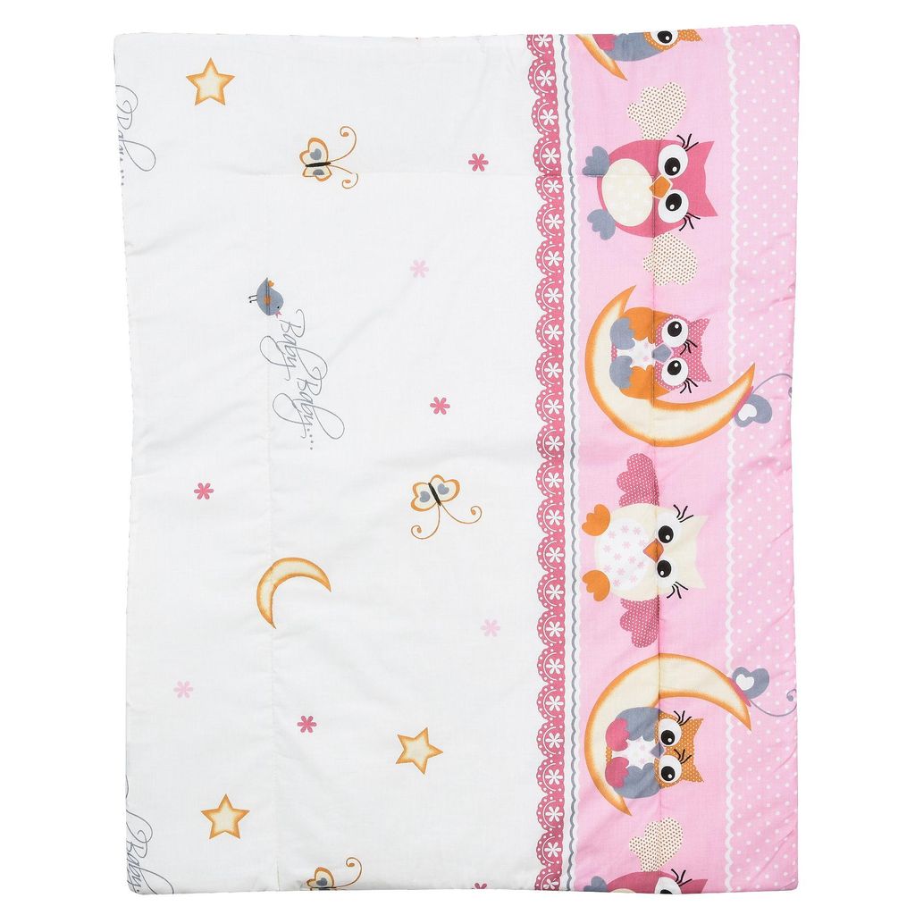 Baby Delux Wickeltischauflage 70x75 cm Wickelauflage Wickelunterlage Baumwolle wasserdicht Eule Rosa