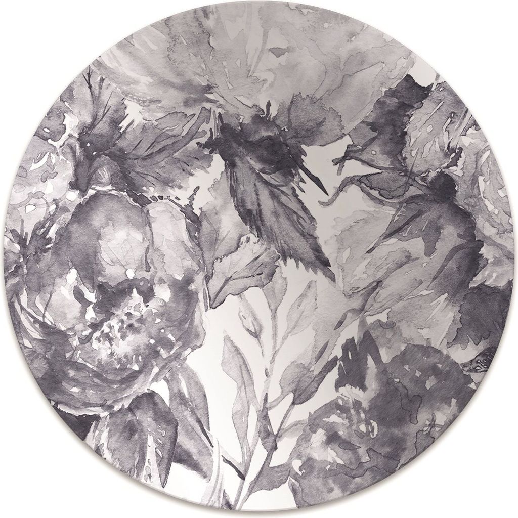 Rundmatte - Stuhlunterlage Bürostuhlunterlage - Rund Ø 100 cm - Bodenmatte - Fußmatte - Graue Blumen