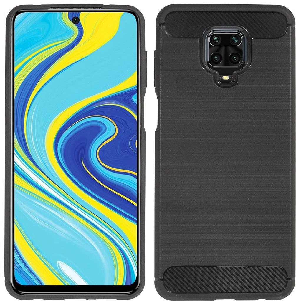 cofi1453 Silikon Hülle Bumper Carbon kompatibel mit XIAOMI REDMI NOTE 9 PRO MAX Case TPU Soft Handyhülle Cover Schutzhülle Schwarz