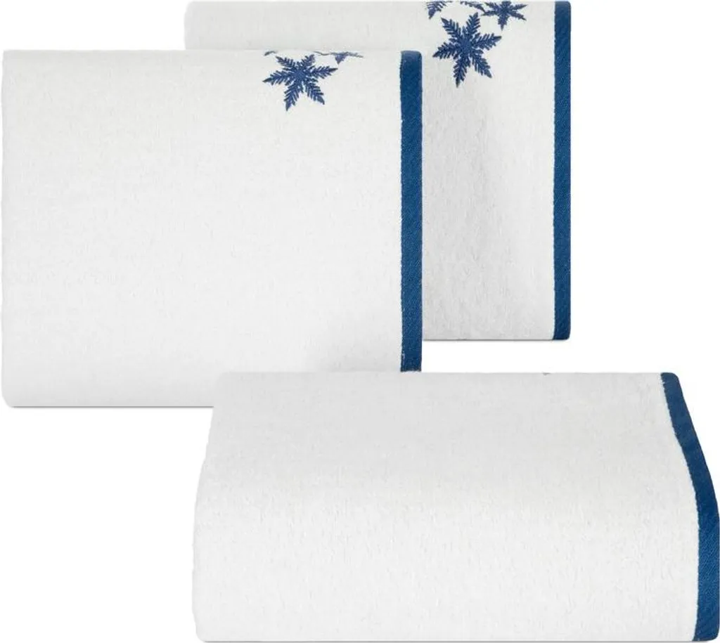 Serviette 480 g/m2 Carol blanc bleu de noël 70x140 cm coton ultra doux