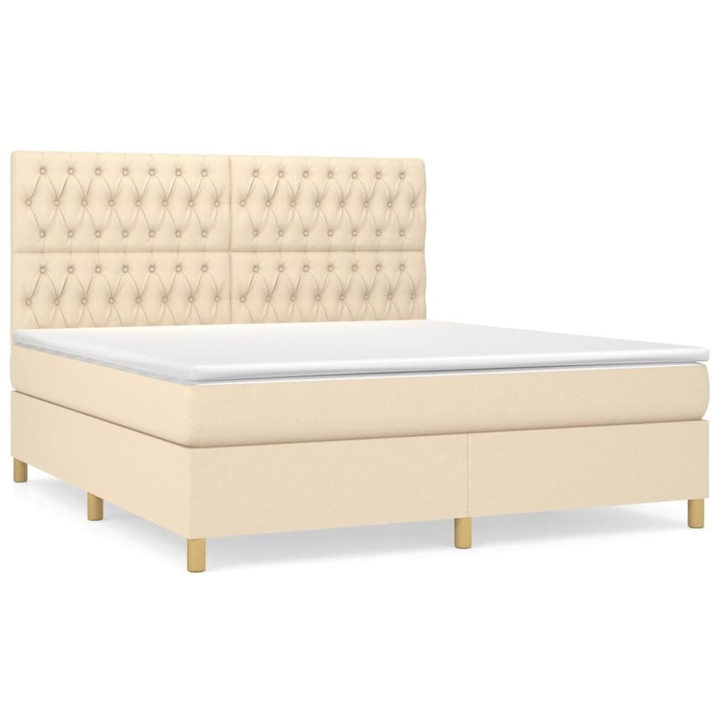 "WINTER SALE"Boxspringbett Modernes/Doppelbett - Polsterbett Erwachsene/r /Kind - mit Matratze Creme 180x200cm Stoff - Klassische Betten NeuMöbel1...