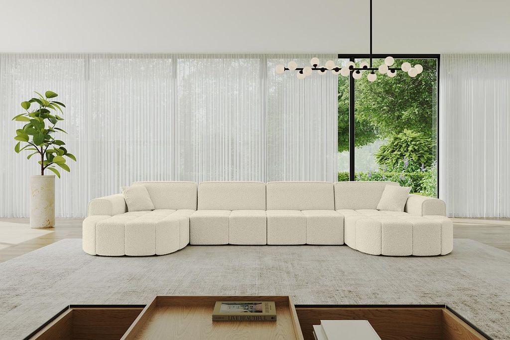 ALTDECOR Ecksofa in U-Form Livo-U2 - 400x173x79,5 cm Beige - Corner Sofa Bett Eckcouch Couch L-Form Wohnlandschaft Cauchsofa
