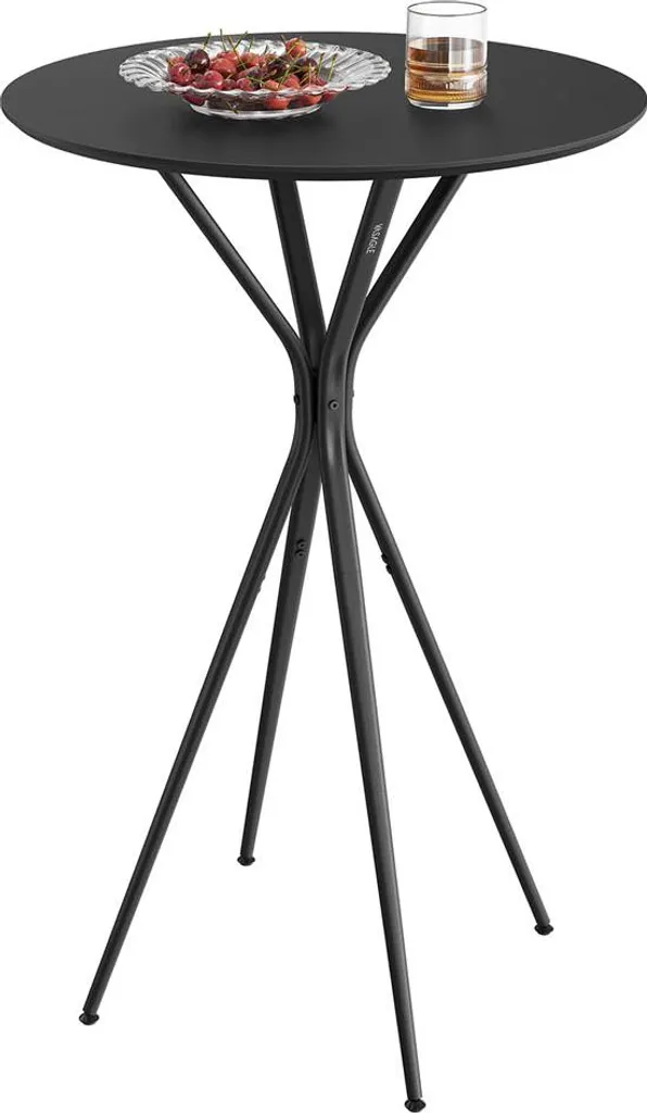 Mange-debout carrée 60x60 cm table haute de bar en métal noir mat pour cuisine