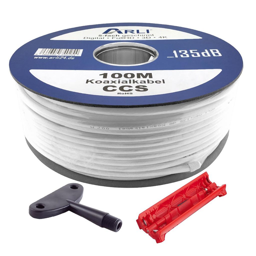 ARLI 100m Koaxialkabel max. 135dB 5-fach geschirmt + Produktbild 