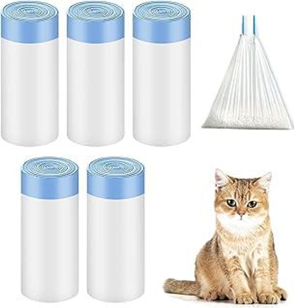 75 Stück Katzenklo Beutel, Biologisch Abbaubreie Mülltüten für Katzentoiletten,Mülltüten mit Tragegriff Selbstreinigende Katzentoilette Müll...