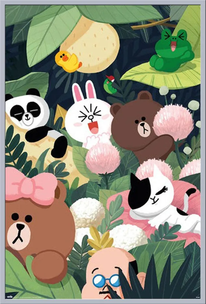 Cadre argenté Shinsuke pour poster Line Friends Jungle vitre incassable