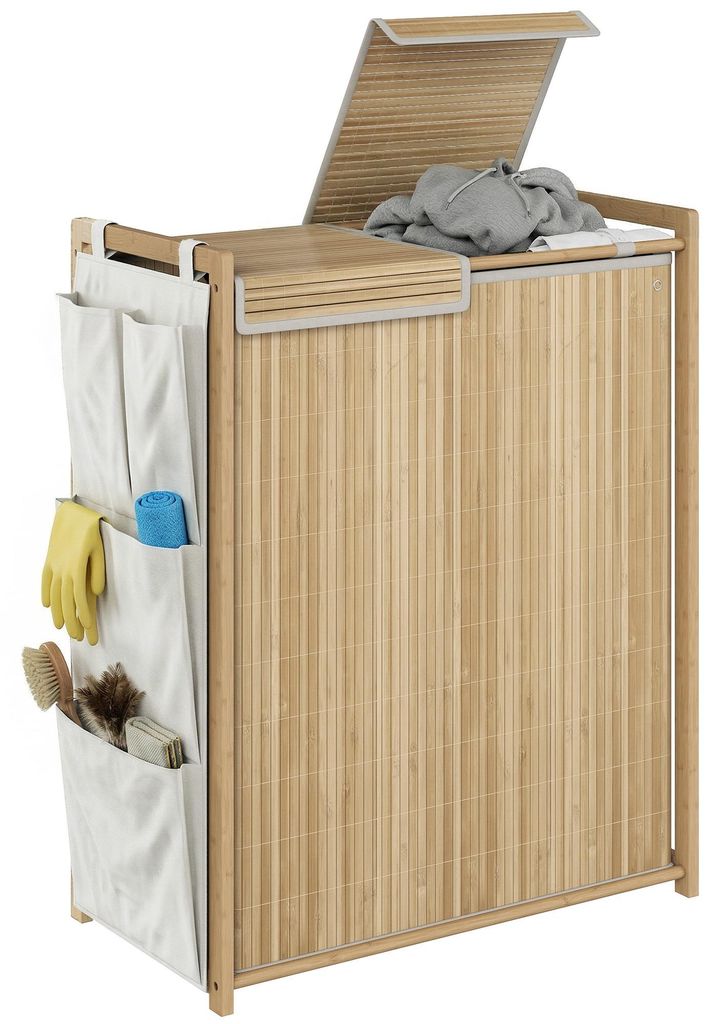 HOMCOM Wäschekorb mit Deckel 120L Wäschesammler aus Bambus Produktbild 