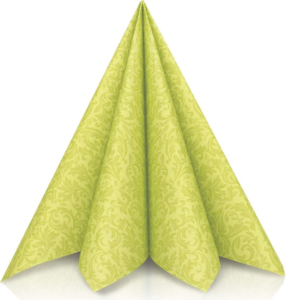 GRUBLy Airlaid Serviette Ornaments in Grün, 40 x 40 cm, 50 Stück