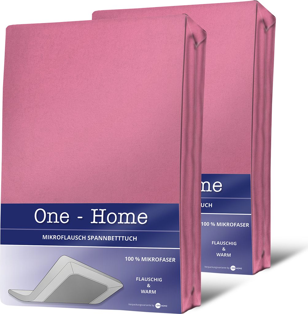 2er Pack Winter Spannbettlaken 90x200 - 100x200 cm rosa Flausch Fleece Bettlaken