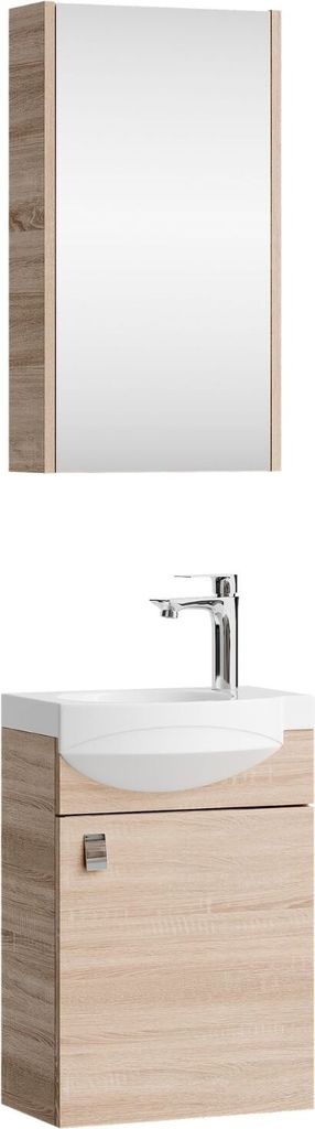 Planetmöbel Badmöbel-Set Waschtisch mit Unterschrank 40cm & Spiegelschrank 40 Sonoma Eiche