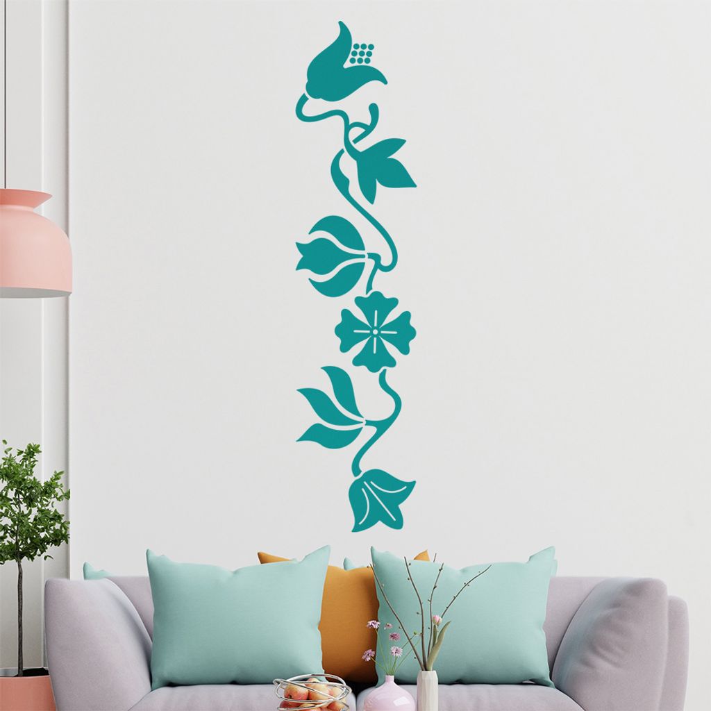 große Blüten und Blätter Wandtattoo in 6 Größen - Wandaufkleber Wall Sticker - Dekoration, Küche, Wohnzimmer, Schlafzimmer, Badezimmer