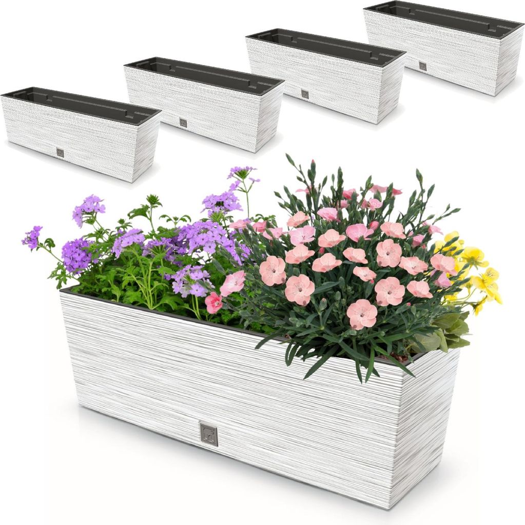 4x 18L květináč balkonový truhlík 58x19,5 cm bílý + Obrázek produktu 