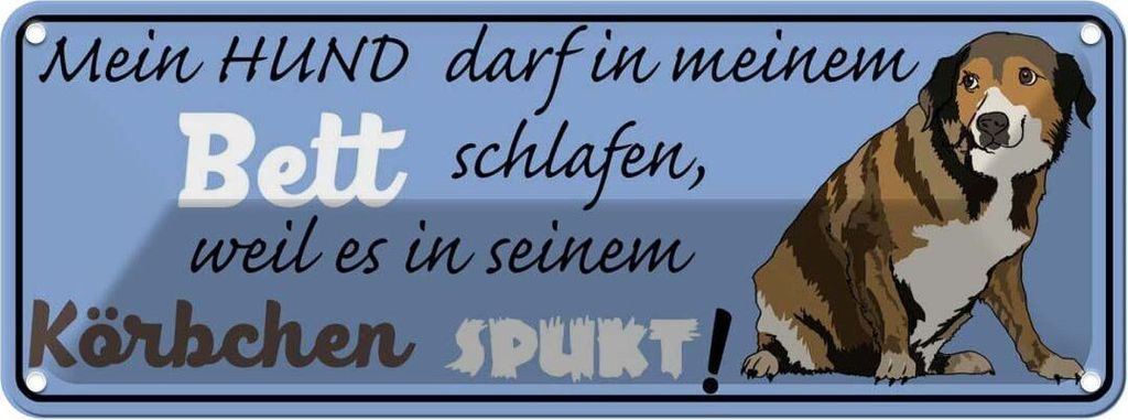 vianmo Blechschild 10x27 cm Mein Hund darf in Bett schlafen Tier Haustier