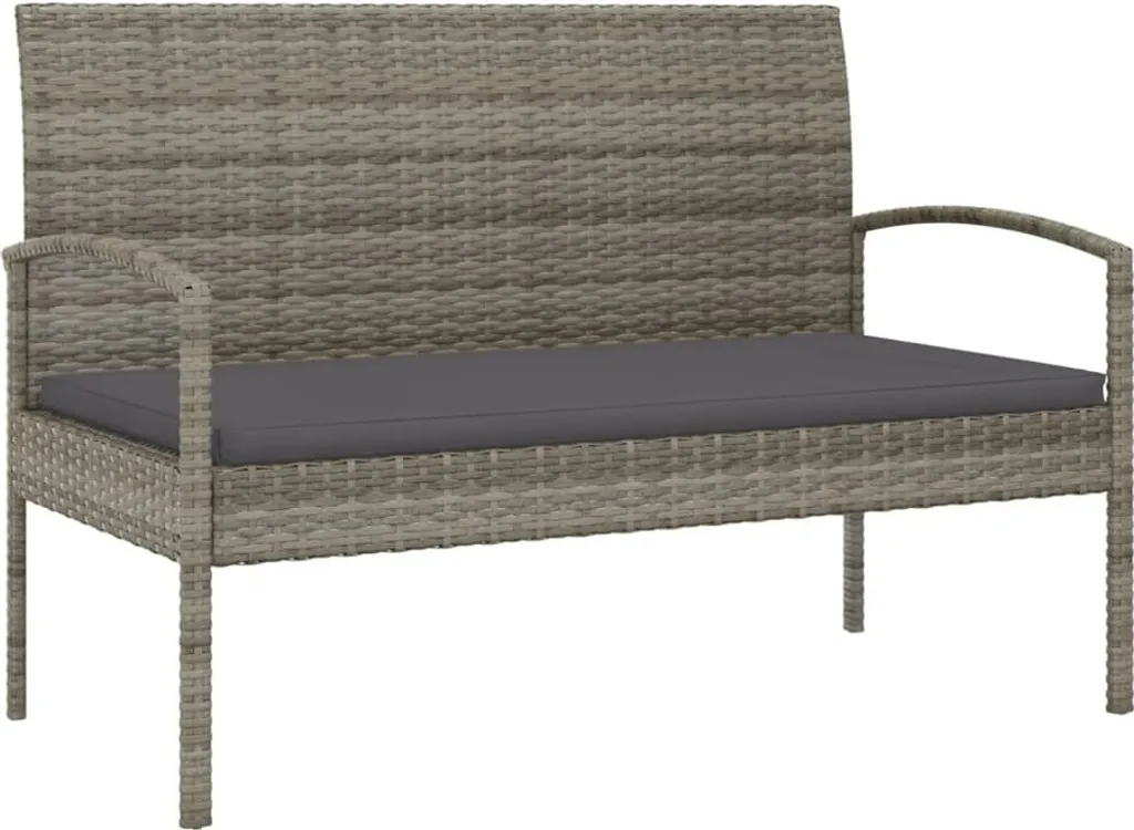 Panca da Giardino 105 cm Poly Rattan Grigio con Cuscini - Offerta Outdoor