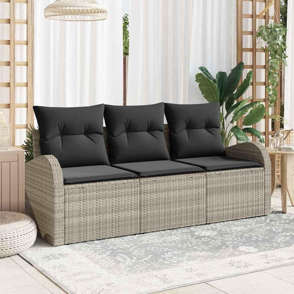 Maison Exclusive - Garten-Sofa-Set mit Speicher 3 pcs Hellgrau Poly Rattan