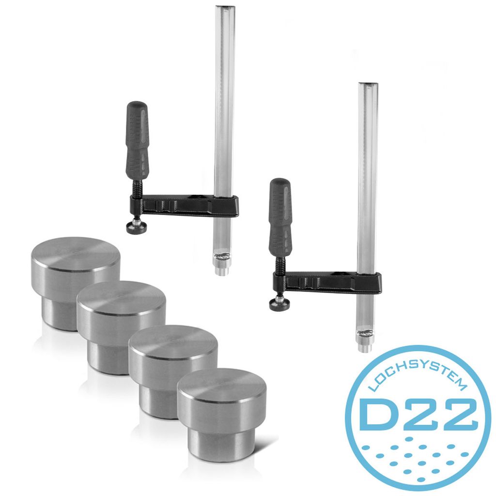 STAHLWERK Schweißtisch-Zubehör-Basic-Set für D22 Lochsystem mit 2 Schraubzwingen
