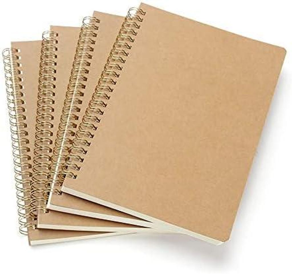 4 STK Notizbuch A5 Spirale Notizblock, Kraft Cover Leerseite (80 Blatt) Notizheft Skizzenblock, Classic Tagebuch Schreibblock Zeichenblock, Gut fü...