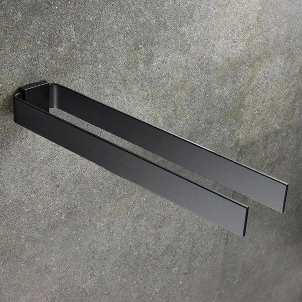 Porte-serviettes double 42 cm noir pour optimiser l'espace et le séchage