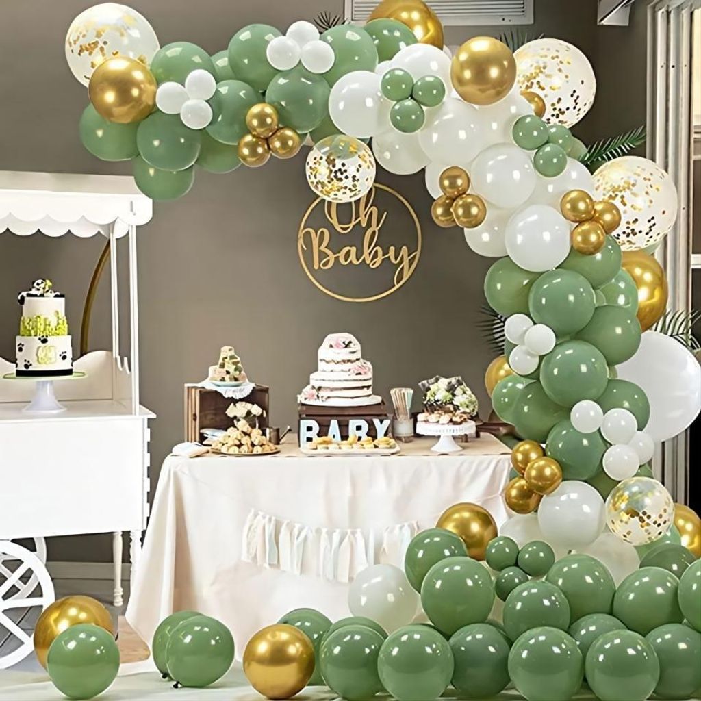 45. Geburtstag Deko-Set In Olivgrün & Gold – Inkl. Folienballon, Banner, Girlanden & Luftballons Für Eine Perfekte Feier