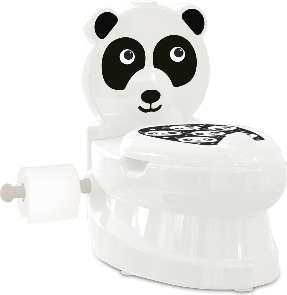 Meine kleine Toilette Panda mit Spülsound und Toilettenpapierhalter