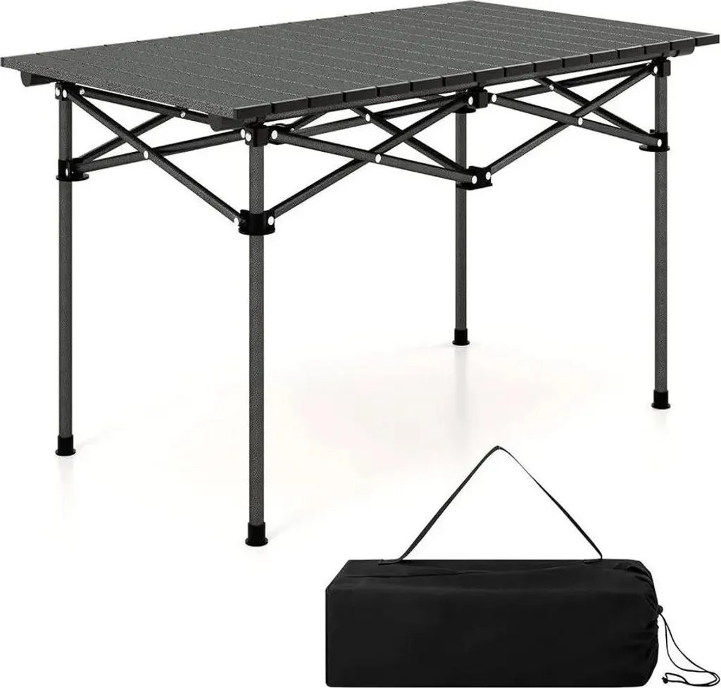 Table de camping plateau aluminium roulant 95 cm stable et compacte