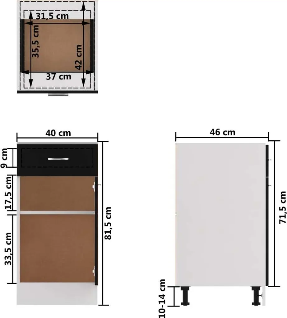 Cassettiera Legno Nera 40x46x81,5 cm | Qualità Costruttiva Superiore - 9