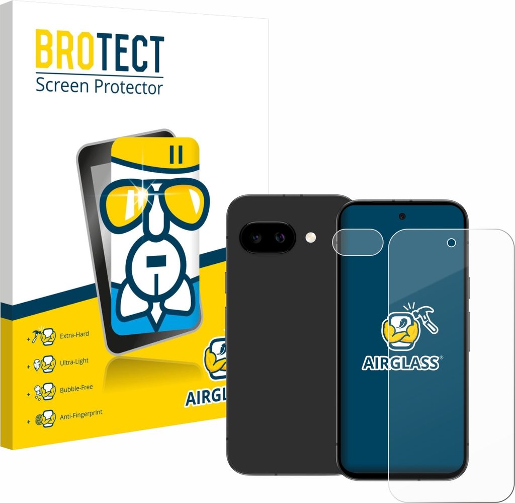 BROTECT Schutzglas für Google Pixel 9a (Display+Kamera) Schutzfolie Panzer Folie Glas Display Schutz klar