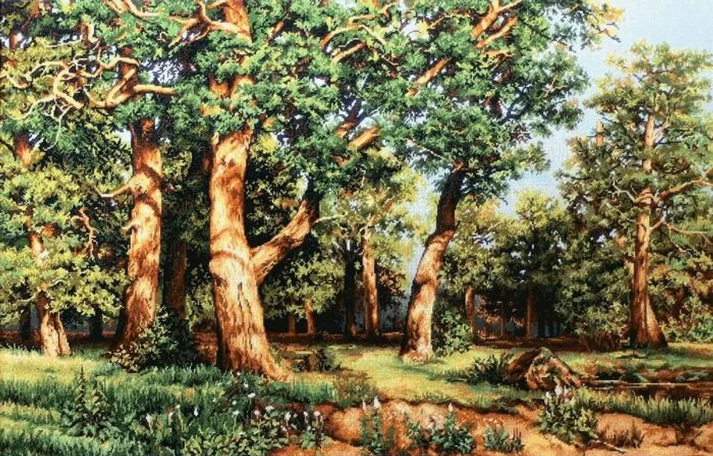 Set de point de croix Paysage Forêt de chênes Shishkin, 71x45cm Luca-S