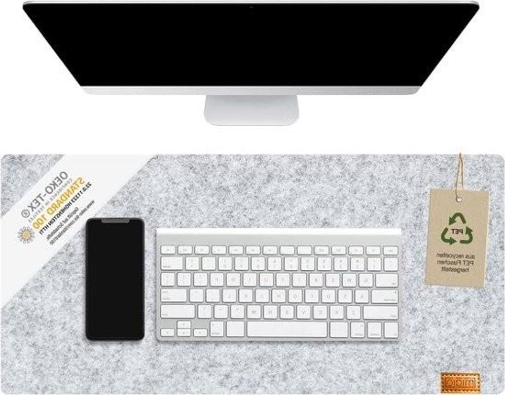 Nachhaltige Filz-Schreibtischunterlage – waschbar und - – 1 Stück – meliertes Grau – 68,6 x 33 cm