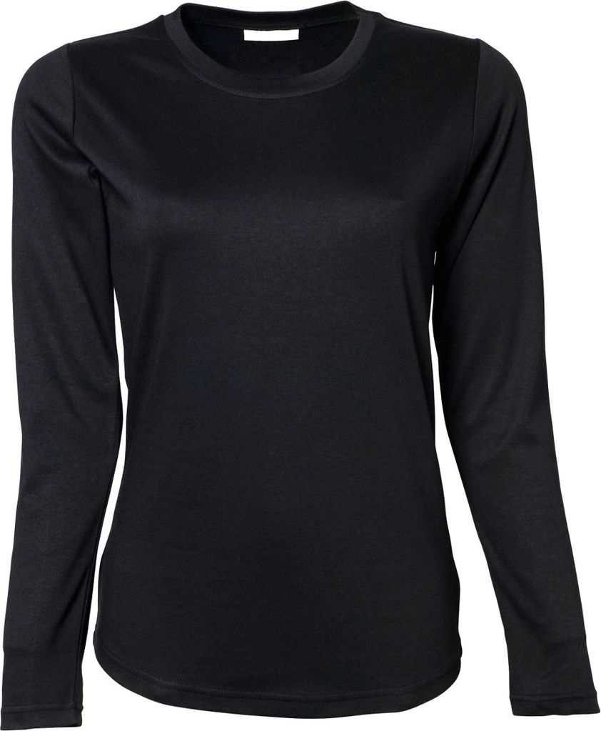 Tee Jays Damen Interlock Longsleeve / T-Shirt, Rundhalsausschnitt, Langarm BC3322 (2XL) (Schwarz)