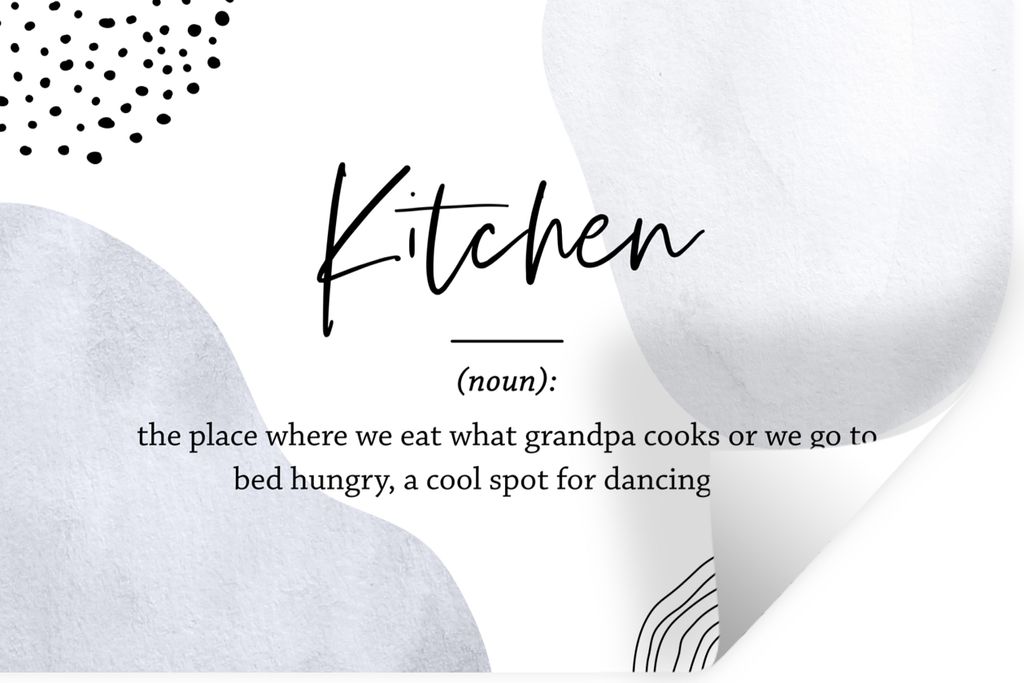 MuchoWow Wandtattoo Wandsticker Wandaufkleber Sprichwörter - Zitate - Küche - Definition Küche - Wörterbuch 120x80 cm Selbstklebend und Repos...