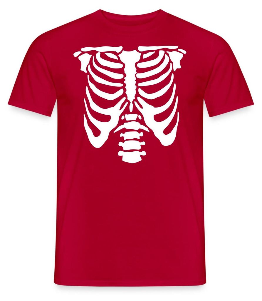 Spreadshirt Halloween Skelett Kostüm Männer T-Shirt, XXL, Rot