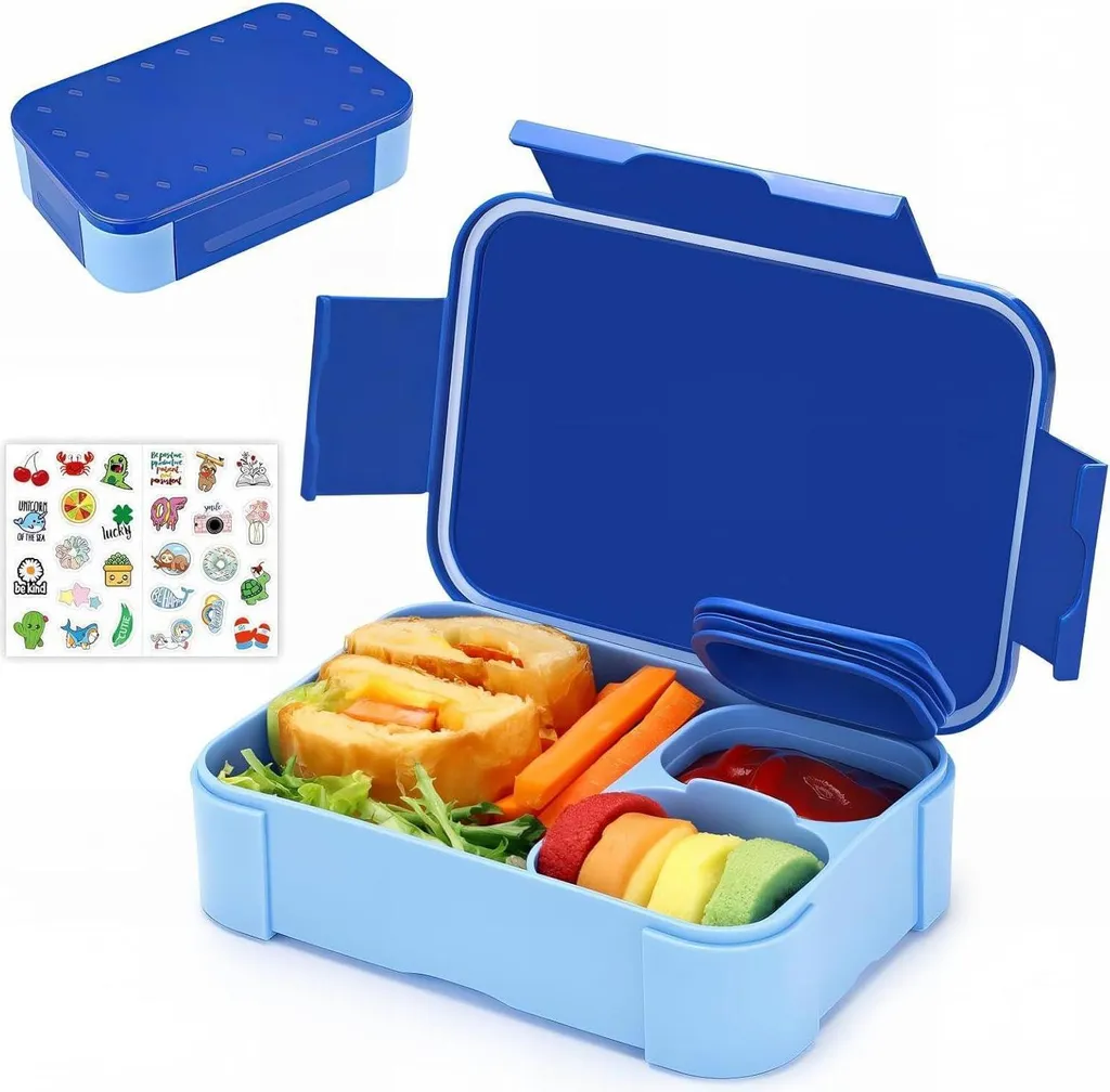 Bugucat scatola per il pranzo dei bambini con scomparti 900ml - Scatola per il pranzo a prova di perdite per l'asilo - Lavabile in lavastoviglie a microonde - Rosso