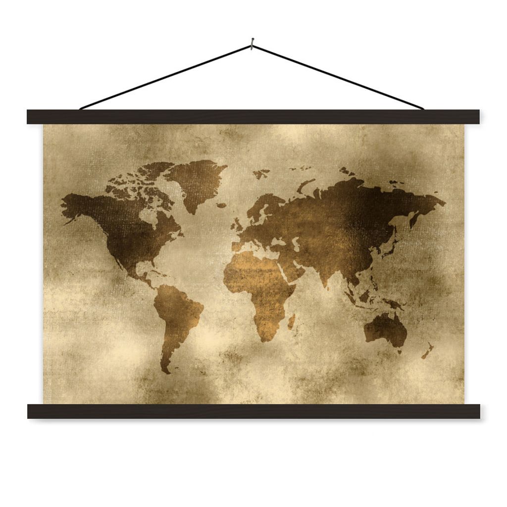 MuchoWow Textilposter Weltkarte - Aquarell - Muster 120x80 cm mit schwarzem Rahmen - Wanddeko