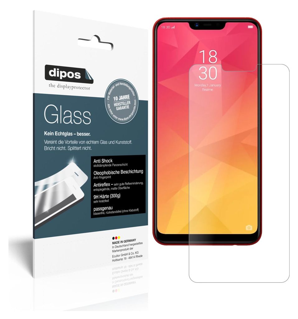 2x Schutzfolie für Oppo Realme 2 matt - Anti-Shock 9H Folie dipos Glass