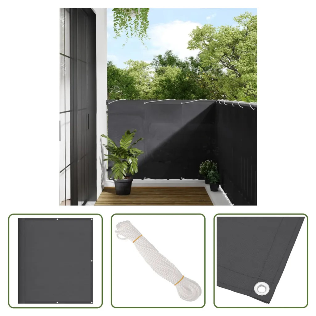 The Living Store Paravento per balcone antracite 120x700 cm 100 % poliestere Oxford - 1